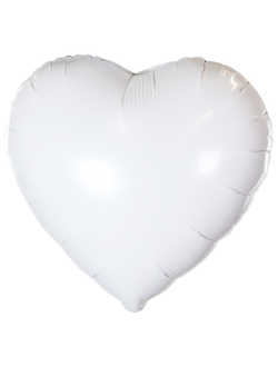 Шар Сердце, Белый, Матовый, 45 см (фшц)
