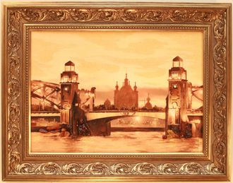 Картина из янтарной крошки. Мост через Неву.