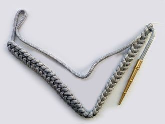 Аксельбант солдатский-уставной, с металлическим наконечником, &quot;корейская нить&quot;, серебро