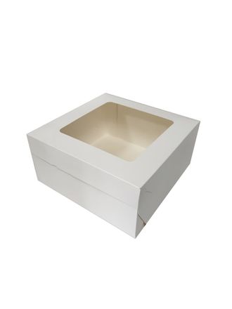 Коробка для торта с окном, 22,5*22,5*11 см (КТ 110) БЕЛАЯ