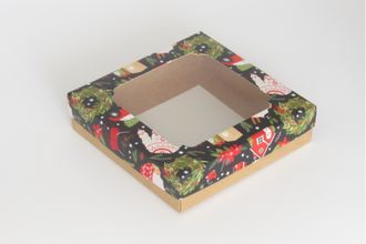 Коробка подарочная С ОКНОМ 20*20* высота 5 см, Рождество