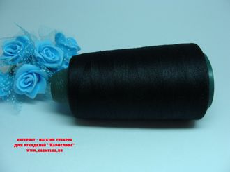 Швейные нитки №38, большая бобина, метраж 2500ярдов, цвет черный, 200р/шт