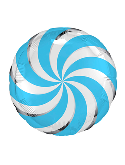 Фольгированный шар с гелием "Карамель" голубая/серебро 45 см