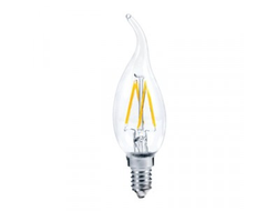Лампа светодиодная Ecola свеча на ветру E14 5W 2700K 2K прозр. 125x37 филамент (нитевидная), 360° Premium N4UW50ELC