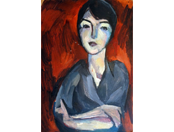 Чурсин В.А. Женский портрет 1966 г. Картон, масло 70Х49 (991)