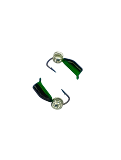 Мормышка вольфр. МАСТИВ Безнасадка 3 чёрный+зелёный, латунь зефирка, 0,8гр. (серебро) арт.173