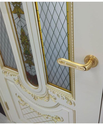 Межкомнатная дверь "Александрия-2" эмаль слоновая кость с патиной золото (глухая)
