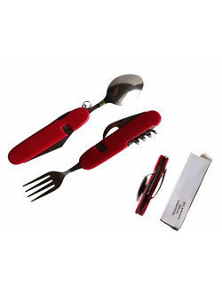 Мультитул столовых приборов СП 6в1 красный 11см