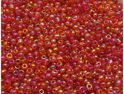 Бисер Китайский №8-165 красный прозрачный радужный, 50 грамм