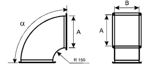 ПРЯМОУГОЛЬНЫЙ ВОЗДУХОВОД ОЦИНКОВКА - ОТВОД 90 - 0,5-1,0