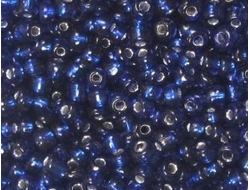 Бисер Китайский №8-28 синий прозрачный с посеребренным отверстием, 50 грамм