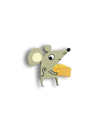 Мышка несет сыр - Брошь/ значок - 219