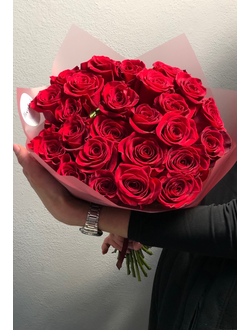 25 красных роз 50-60 см