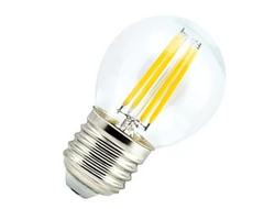 Лампа светодиодная Ecola шар G45 E27 6W 4000K 4K прозр. 68x45 филамент (нитевидная), 360° Premium N7PV60ELC