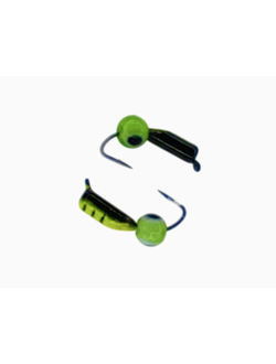 Мормышка вольфр. МАСТИВ Безнасадка 2,5 жёлтый+чёрный, окунёвый глаз, 0,5гр. (зелёный) арт.475