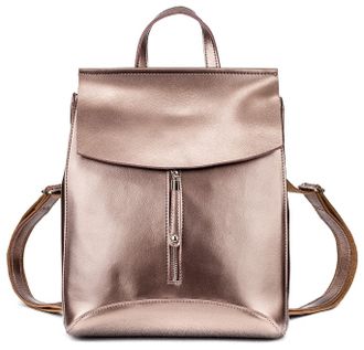 Кожаный женский рюкзак-трансформер Zipper бронзовый