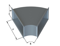ПРЯМОУГОЛЬНЫЙ ВОЗДУХОВОД ОЦИНКОВКА - ПОЛУОТВОД 45 - 0,5-1,0