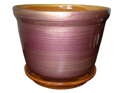 Фиолетовый с золотистым керамический горшок для домашних растений диаметр 22 см без рисунка