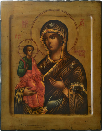 Образ Пресвятой Божией Матери "Троеручица".  Стилизация "под старину"  Формат иконы: 22х28см.
