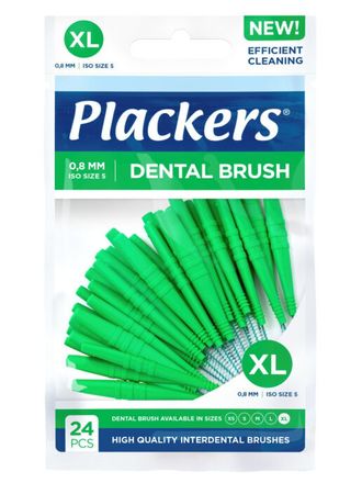 Межзубные ершики Dental Brush XL, 0,8 мм, зеленые, Plackers,  24 шт.
