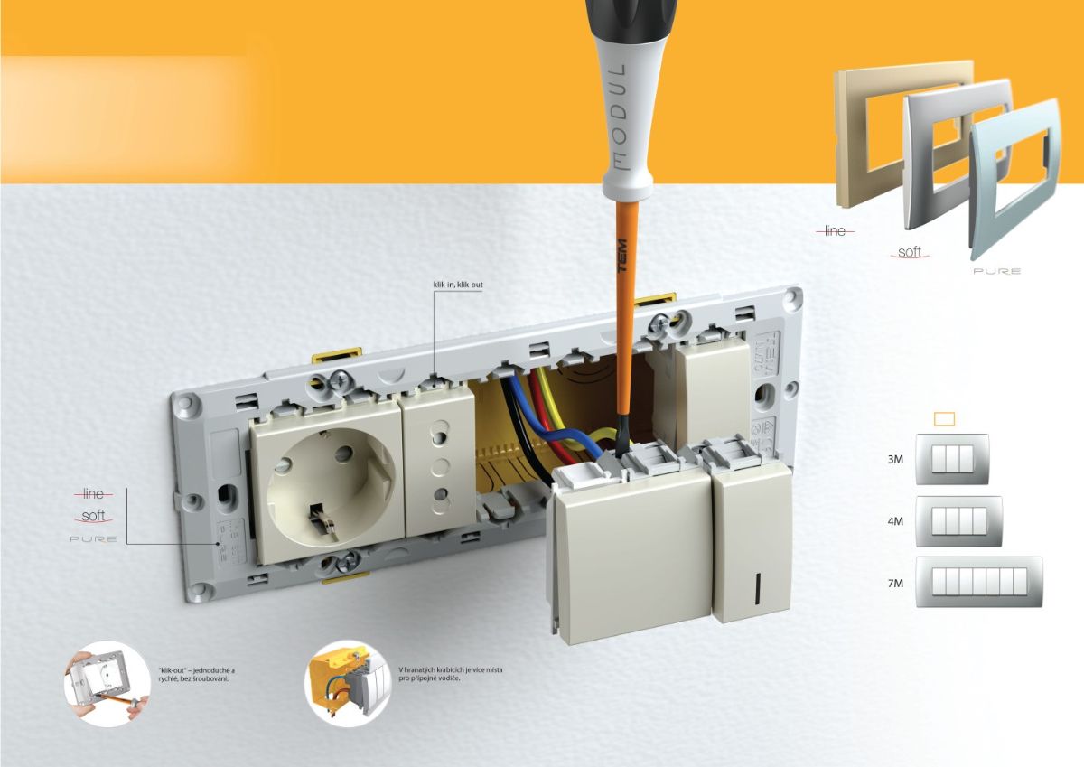 Монтаж розеток и выключателей TEM Line