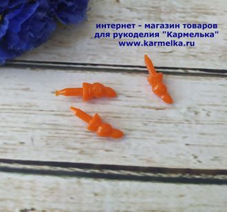 Нос снеговика №38-11, длина 1,4+1см, цвет морковный, 4р/шт