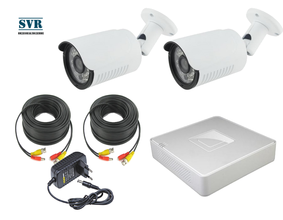  комплекты - Комплект системы видеонаблюдения на 2 камеры уличный