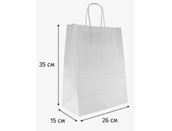 Бумажный пакет с Крученой ручкой Белый, 26 * 15 * выс. 35 см, 1 штука