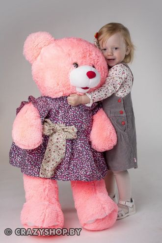 Плюшевая медведица Джулия розового цвета 110 см.