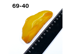 Агат тонированный (срез) желтый №69-40: с отв. - 99*42*5мм