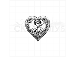Штамп ангел купидон с луком в рамке в виде сердца
