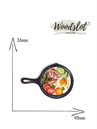 Яичница на сковороде с овощами - Брошь/ значок - 346