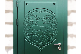 Дверь с фрезерованной мдф. рисунок по авторскому эскизу. дер. круглое