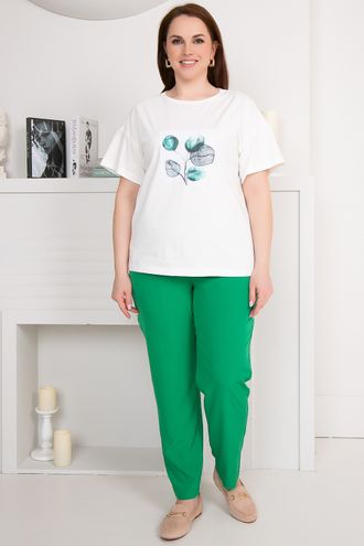 Брюки женские прямого силуэта с боковыми карманами арт. 5659 (цвет зеленый)   Размеры 54-70