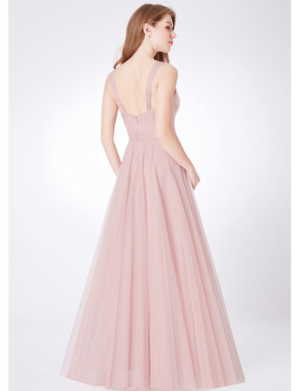 всветло-розовое пудровое платье на бретелях с широким поясом  подружки невесты прокат Уфа