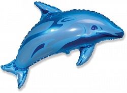 Шар (14&#039;&#039;/36 см) Мини-фигура, Дельфин фигурный, Синий, 1 шт.