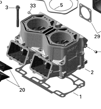 Блок Цилиндров оригинальный BRP 420413046/420413042/420623249 для BRP LYNX/Ski-Doo