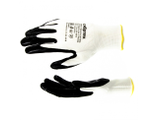 Перчатки полиэфирные с черным нитрильным покрытием маслобензостойкие, L, 15 класс вязки Сибртех