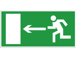 Знак E04 «Направление к эвакуационному выходу налево»