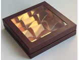 Коробка для 9 моти ПРЕМИУМ с/о (шоколад/золото), 180*180*45мм