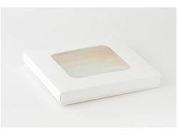 Коробка на 10 печений с окном (24*24*3 см), Белая