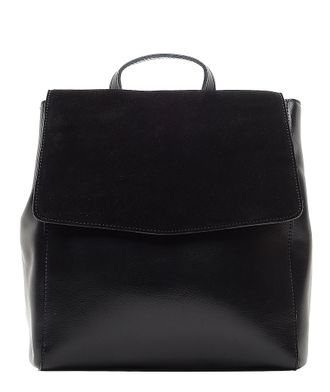 Кожаный женский рюкзак-трансформер чёрный