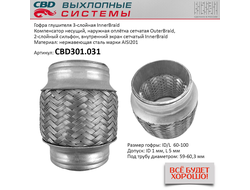 Гофра глушителя 60x100 3х-слойная Innerbraid CBD301031