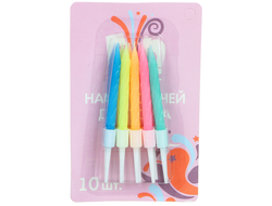 Свечи для торта ПАСТЕЛЬНЫЕ неоновые маленькие высота 7 см, МИКС, набор 10 шт
