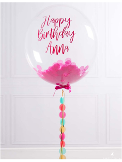 Бабблс розовое конфетти "Happy birthday_____!"