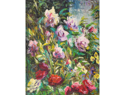 Картина с розами В саду