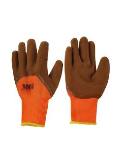 Перчатки со вспененным латексным обливом утепленные оранжевый с коричневым