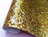 Экокожа с глиттером 25*35 см, цвет золото, крупный глиттер