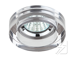 Светильник JCDR G5.3 стекло  толстое 8080 круг  серебро