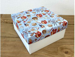 Коробка подарочная ВЫСОКАЯ БЕЗ ОКНА, 20*20* высота 10 см, Подарки на голубом